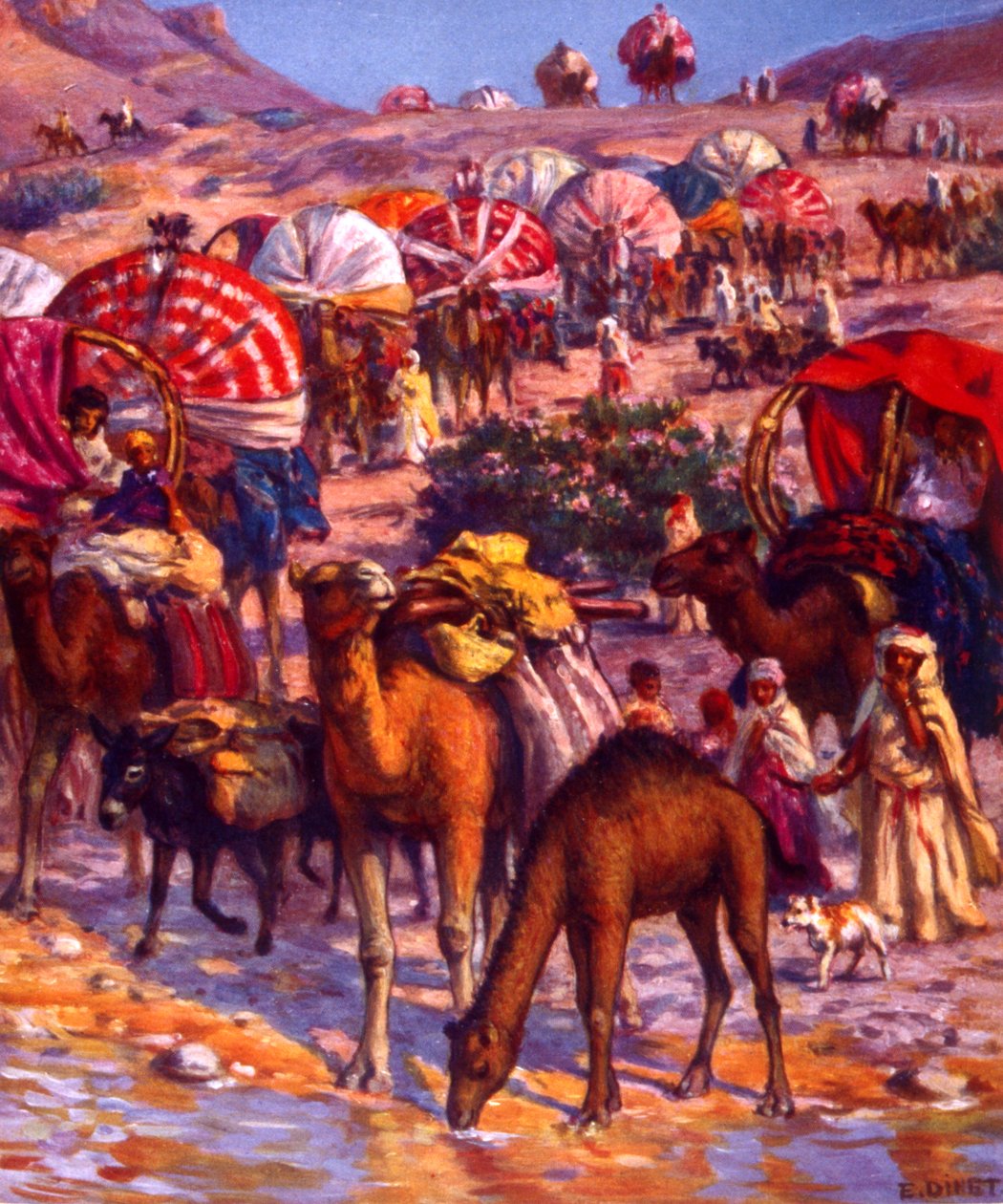 Gruppo di nomadi arabi nel deserto